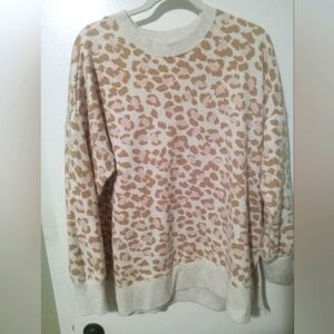 Aerie Oversized Leopard desert pullover sweatshirt size large
